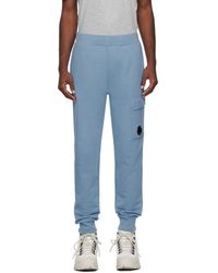 C.P. Company - Pantalon de survêtement bleu à revers en tricot côtelé - Lyst