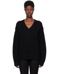 Totême - Toteme Black V-neck Sweater - Lyst