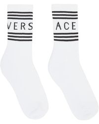Versace ホワイト Vintage ロゴ ソックス - ブラック