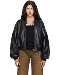MM6 by Maison Margiela - Rib-Knit Trim Faux-Leather Bomber Jacket - Lyst