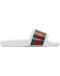 Gucci White Pursuit Pool Slides
