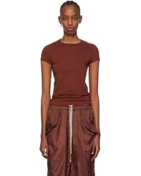 Rick Owens - T-shirt écourté brun à couture horizontale aux épaules - Lyst