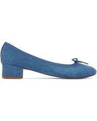 Repetto - Chaussures à talon bottier de style ballerines camille bleues en denim - Lyst