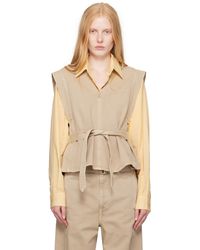 Lemaire - Haut De Style Chasuble Blanc Cassé En Denim - Lyst