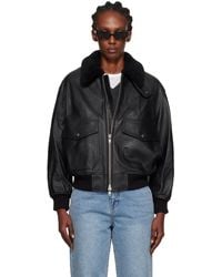 DUNST - ブラック A-2 Shearling Collared レザージャケット - Lyst