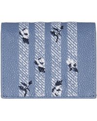 Thom Browne - Thom e porte-cartes bleu en cuir grainé à quatre rayures et à deux volets - Lyst