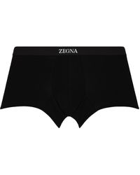 ZEGNA - Boxer noir à logo en tricot jacquard - Lyst