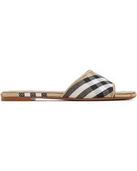 Burberry - Tan Check Sloane Slides - Lyst