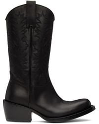 Dries Van Noten - Black Leather Cowboy Boots - Lyst