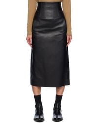 Chloé - High-waisted Leather Midi Skirt - Lyst