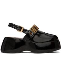 Moschino - Black Maxi Lettering Wedge Mules - Lyst