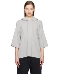 Pushbutton - Pull À Capuche Gris À Manches Écourtées Et À Silhouette Carrée - Lyst