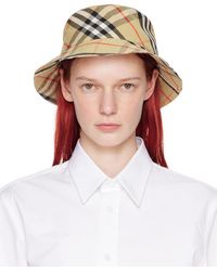 Burberry - Check Cotton Blend Bucket Hat - Lyst