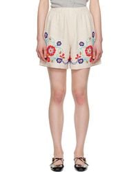 Bode - Off- Beaded Garden Party Shorts - Lyst