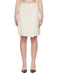 Loulou de Saison - Off- Gora Ostrich-Effect Wrap Leather Midi Skirt - Lyst