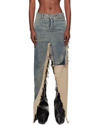 Rick Owens - Off- Concordians Sliced Denim Maxi Skirt - Lyst