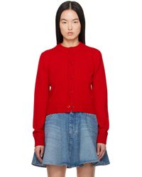 Ami Paris - レッド Ami De Coeur ウールニット クルーネック カーディガン - Lyst