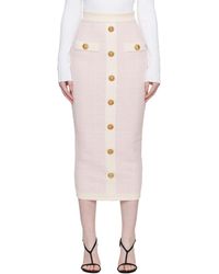 Balmain - Buttoned Knit Light Tweed Maxi Skirt - Lyst