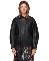 Nour Hammour - Rafe Sculptural Leather Bomber Jacket - Lyst