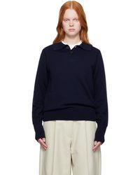 Studio Nicholson - ネイビー Sark ニットポロシャツ - Lyst