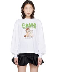 Ganni - Basic Cotton Jersey Long Sleeve T-Shirt - Lyst