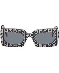 Marc Jacobs - Lunettes de soleil rectangulaires noir et blanc à monogrammes - Lyst