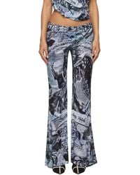 Acne Studios - Flared Printed Crepe Trousers - Lyst