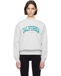 Sporty & Rich - Pull Molletonné 'California' Gris À Col Ras Du Cou - Lyst