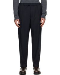 Jil Sander - ネイビー ウールギャバジン ベルト トラウザーズ - Lyst