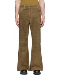Marni - Pantalon brun en cuir à cinq poches - Lyst
