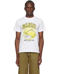 Ganni - White Relaxed Lemon T-shirt - Lyst