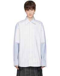 Thom Browne - Gray & Blue Paneled Shirt - Lyst