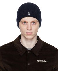 Sporty & Rich - Sportyrich bonnet bleu marine à logo brodé - Lyst