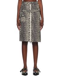 Ganni - Cotton Tweed Midi Skirt - Lyst