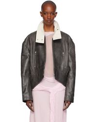 JW Anderson - Curved Hem High Neck Leather Jacket - Lyst