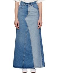 MM6 by Maison Margiela - Faded Denim Maxi Skirt - Lyst