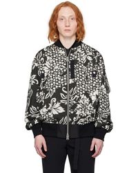 Sacai - Black & White Floral Bomber Jacket - Lyst