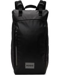 HUGO - Black Logo Patch Backpack - Lyst