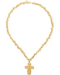 Veneda Carter - Collier vc028 doré à petit pendentif de croix et à plaque à logo - Lyst