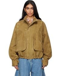 The Attico - Tan Suede Bomber Jacket - Lyst