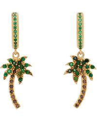 Palm Angels - Boucles d'oreilles à anneau dorées à breloque de palmier - Lyst