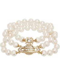 Vivienne Westwood - Bracelet étagé graziella blanc à perles - Lyst