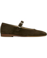 Le Monde Beryl Tan Suede Mary Jane Ballerina Flats in Black | Lyst