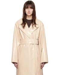 Stand Studio - Beige Henriette Faux-leather Trench Coat - Lyst