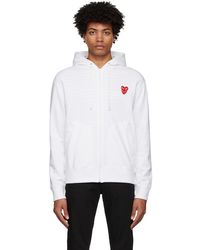 COMME DES GARÇONS PLAY - Comme Des Garçons Play White Layered Double Heart Hoodie - Lyst
