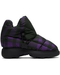 Burberry - Black & Purple Check Pillow Boots - Lyst