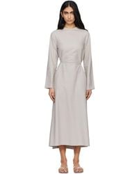 Baserange - Taupe Long Sleeve Apron Maxi Dress - Lyst