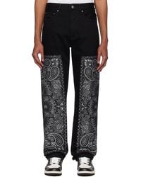 Amiri - Bandana Jacquard Paneled Straight Jeans - Lyst