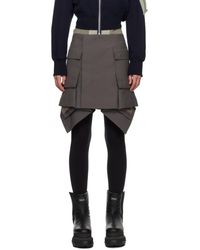 Sacai - Taupe Peplum Miniskirt - Lyst