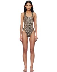 Versace - Maillot De Bain Une Pièce Brun Et Noir À Motif Greca - Lyst